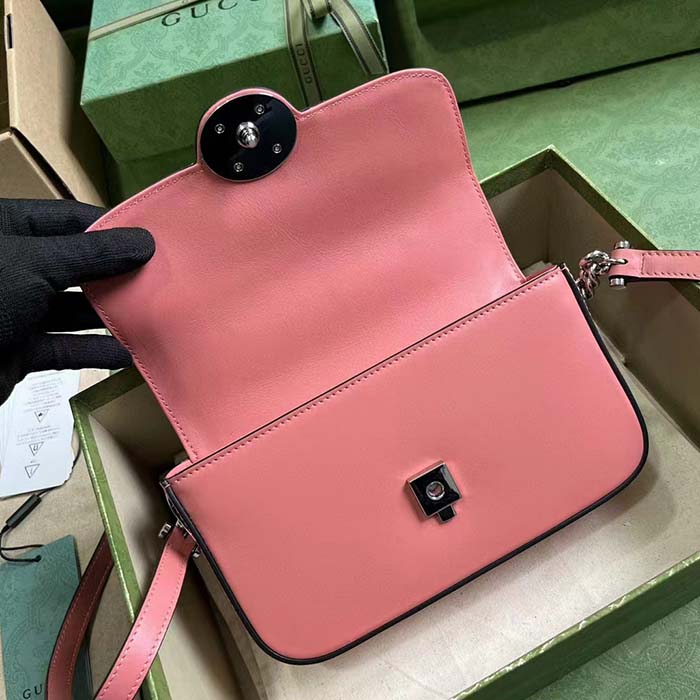Gucci Women Petite GG Mini Shoulder Bag Pink Leather Double G (1)