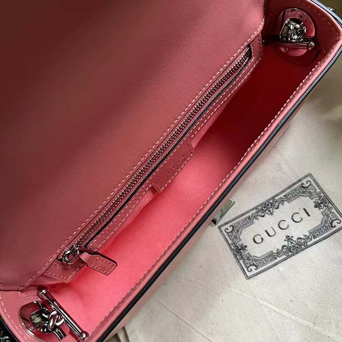 Gucci Women Petite GG Mini Shoulder Bag Pink Leather Double G (2)