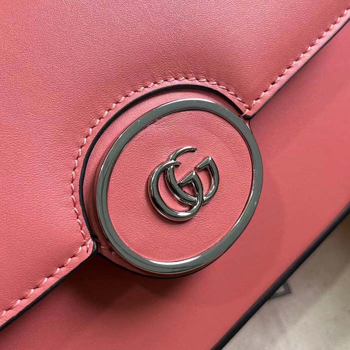 Gucci Women Petite GG Mini Shoulder Bag Pink Leather Double G (3)