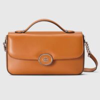 Gucci Women Petite GG Small Shoulder Bag Orange Leather Double G (11)