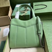 Gucci Women Petite GG Small Tote Bag Light Green Leather Double G (1)