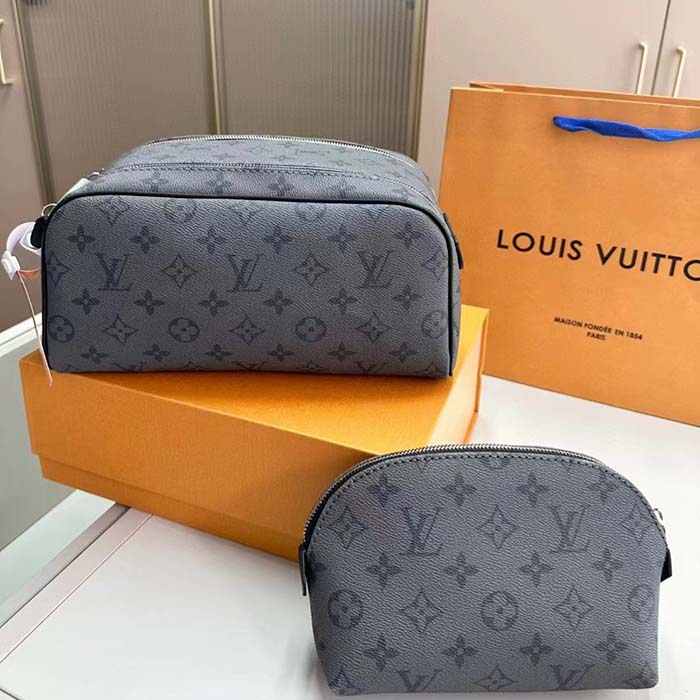 Louis Vuitton LV Unisex Dopp Kit Toilet Pouch Monogram Eclipse Coated Canvas (2)