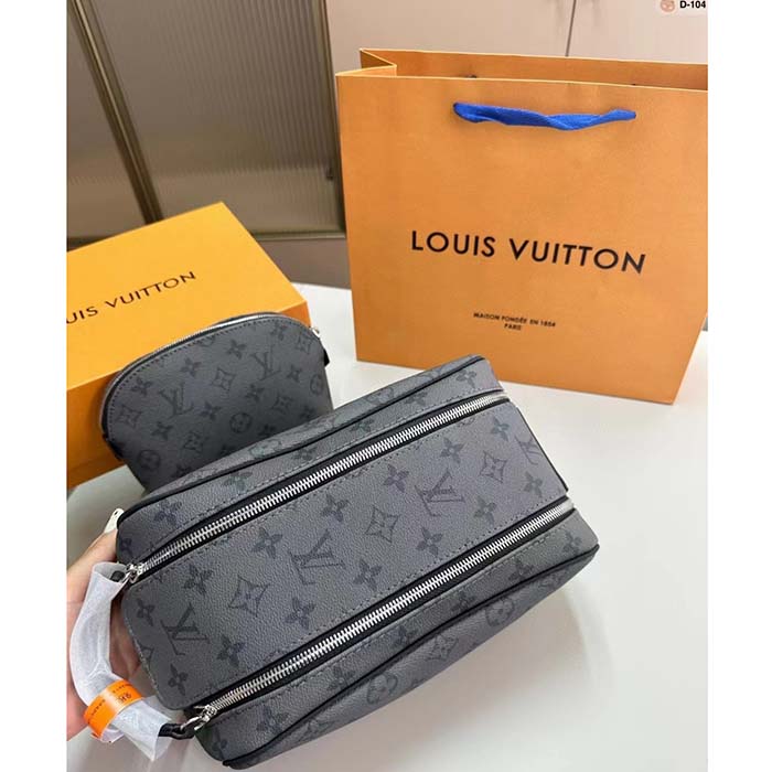 Louis Vuitton LV Unisex Dopp Kit Toilet Pouch Monogram Eclipse Coated Canvas (3)
