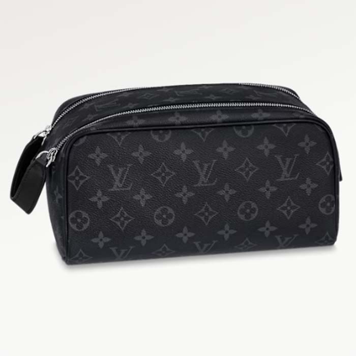 Louis Vuitton LV Unisex Dopp Kit Toilet Pouch Monogram Eclipse Coated Canvas