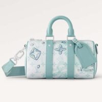 Louis Vuitton LV Unisex Keepall Bandoulière 25 Crystal Blue Monogram Aquagarden Coated Canvas (3)