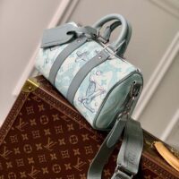 Louis Vuitton LV Unisex Keepall Bandoulière 25 Crystal Blue Monogram Aquagarden Coated Canvas (3)