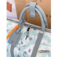 Louis Vuitton LV Unisex Keepall Bandoulière 50 Crystal Blue Monogram Aquagarden Coated Canvas