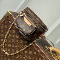 Louis Vuitton LV Unisex Mini Bumbag Brown Natural Cowhide Leather Monogram Coated Canvas (1)