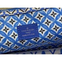 Louis Vuitton LV Unisex Neverfull MM Blue Monogram Coated Canvas Textile Lining (8)