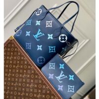 Louis Vuitton LV Unisex Neverfull MM Gradient Blue Monogram Empreinte Embossed Cowhide Leather (1)