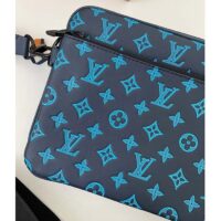 Louis Vuitton LV Unisex Trio Messenger Navy River Blue Calf Leather Textile Lining (8)