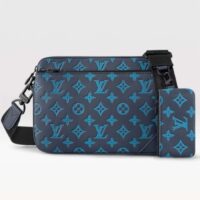 Louis Vuitton LV Unisex Trio Messenger Navy River Blue Calf Leather Textile Lining (8)