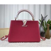 Louis Vuitton LV Women Capucines BB Handbag Magenta Jasmine Pink Taurillon Cowhide Leather (2)