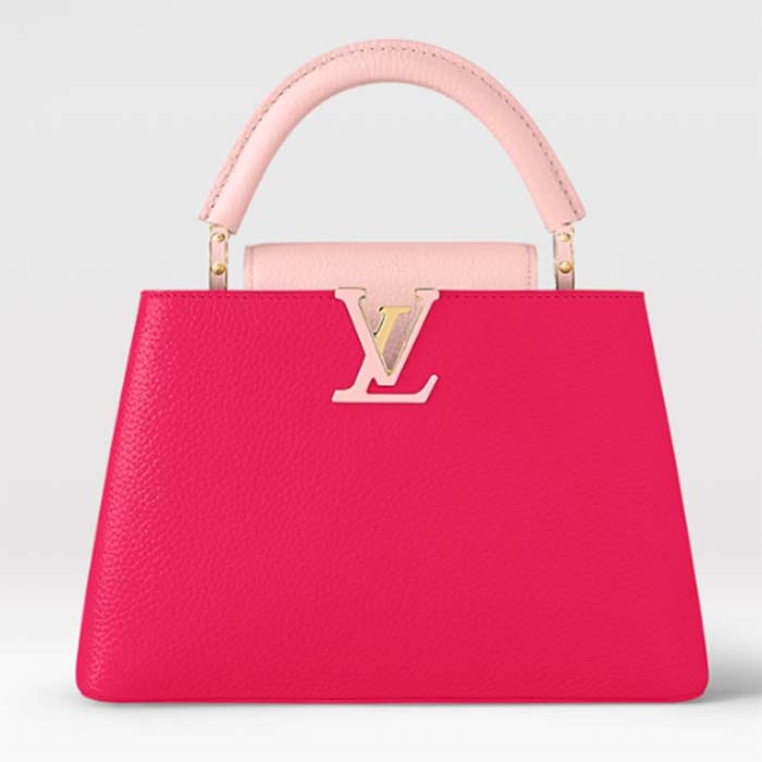 Louis Vuitton LV Women Capucines BB Handbag Magenta Jasmine Pink Taurillon Cowhide Leather