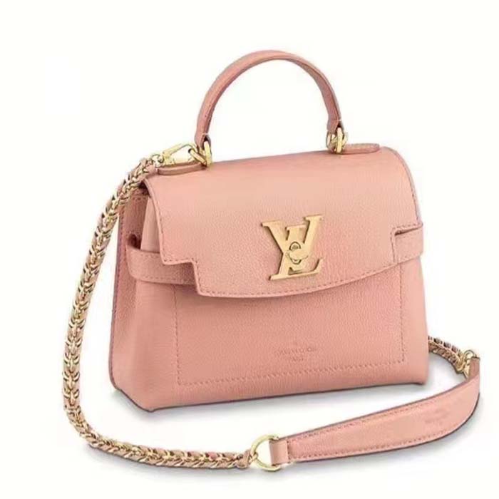 Louis Vuitton LV Women Lockme Ever Mini Handbag Pink Grained Calf Leather