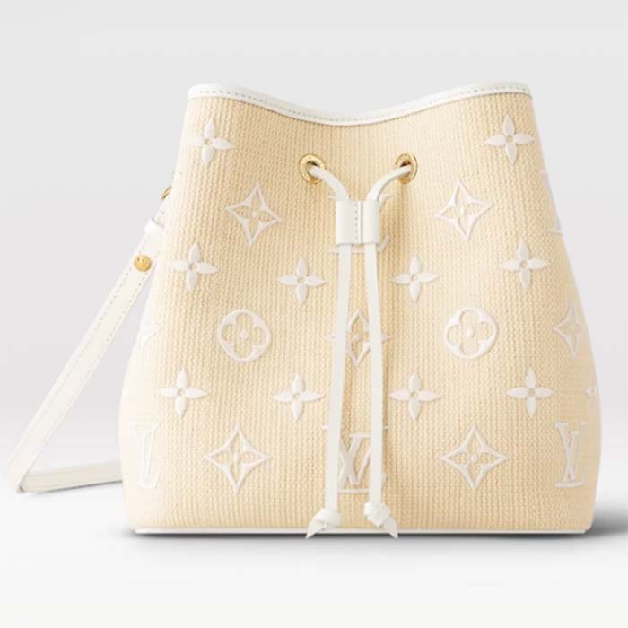 Louis Vuitton LV Women Néonoé MM White Cotton Cowhide Leather