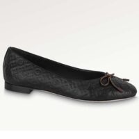 Louis Vuitton LV Women Nina Flat Ballerina Black Monogram Embossed Calf Leather Canvas Bow (2)