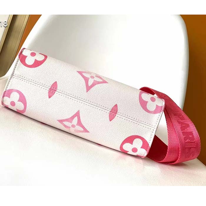 Louis Vuitton LV Women Onthego PM Pink Monogram Coated Canvas Textile Lining (5)