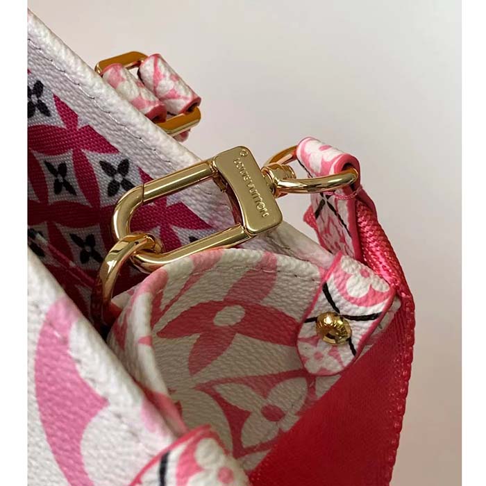 Louis Vuitton LV Women Onthego PM Pink Monogram Coated Canvas Textile Lining (6)
