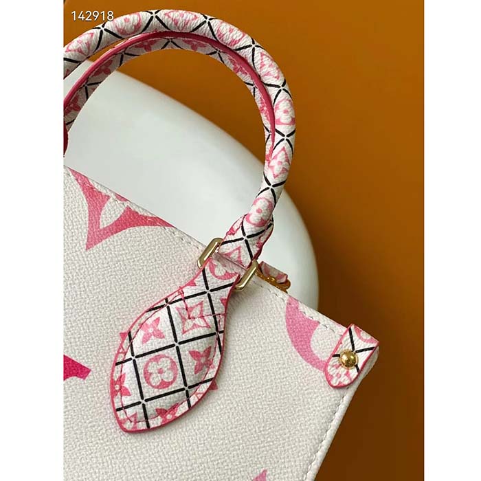 Louis Vuitton LV Women Onthego PM Pink Monogram Coated Canvas Textile Lining (9)