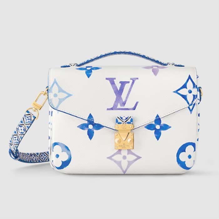 Louis Vuitton LV Women Pochette Métis MM Blue Monogram Coated Canvas