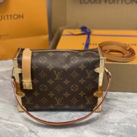 Louis Vuitton LV Women Side Trunk Monogram Coated Canvas Cowhide Leather (7)