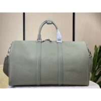 Louis Vuitton Unisex LV Keepall Bandoulière 50 Travel Bag Sage Cowhide Leather (4)