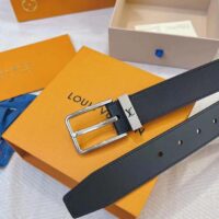 Louis Vuitton Unisex LV Pont Neuf 35mm Belt Anthracite Gray Ombre Calf Leather (6)