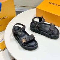 Louis Vuitton Women LV Cordoba Flat Comfort Sandal Black Raffia Rubber 4CM Heel (1)