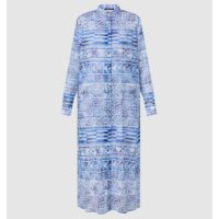 Louis Vuitton Women LV Monogram Tile Long Shirt Dress Cotton Blue White Regular Fit (5)