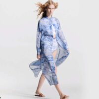 Louis Vuitton Women LV Monogram Tile Long Shirt Dress Cotton Blue White Regular Fit (5)