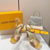 Louis Vuitton Women LV Sparkle Sandal Gold Calfskin Leather Outsole 9.5 CM Heel (9)