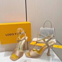 Louis Vuitton Women LV Sparkle Sandal Gold Calfskin Leather Outsole 9.5 CM Heel (9)