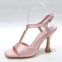 Louis Vuitton Women LV Sparkle Sandal Pink Calfskin Leather Outsole 9.5 CM Heel (5)