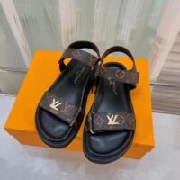 Louis Vuitton Women LV Sunset Comfort Flat Cacao Brown Patent Monogram Canvas (9)