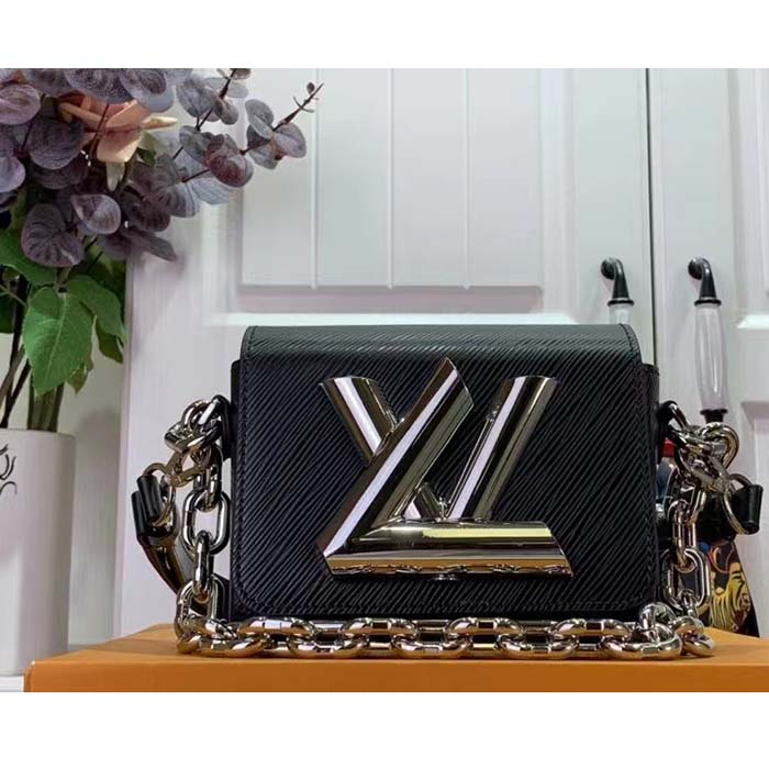 Louis Vuitton Women Twist Lock XL Black Epi Cowhide Leather Microfiber Lining (4)