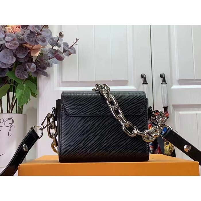 Louis Vuitton Women Twist Lock XL Black Epi Cowhide Leather Microfiber Lining (9)