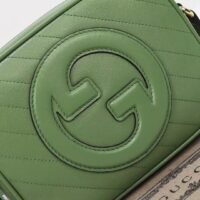 Gucci Women GG Blondie Small Shoulder Bag Green Leather Zipper Closure