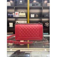 Chanel Women CC Leboy Flap Bag Chain in Calfskin Leather-Red (5)