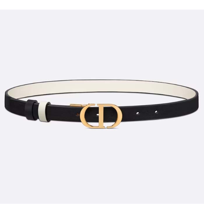 Dior CD Unisex 30 Montaigne Reversible Belt Black Latte Smooth Calfskin 20 MM Width