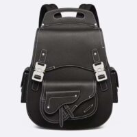 Dior CD Unisex Maxi Gallop Backpack Black Grained Calfskin
