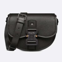 Dior CD Unisex Mini Gallop Bag Strap Black Grained Calfskin Flap Closure (7)