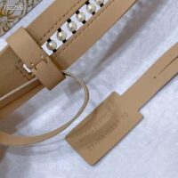 Dior CD Women 30 Montaigne Belt Aesthetic Beige Smooth Calfskin White Glass Pearls 25 MM Width (10)