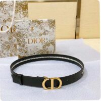 Dior CD Women 30 Montaigne Belt Aesthetic Black Smooth Calfskin White Glass Pearls 25 MM Width (5)