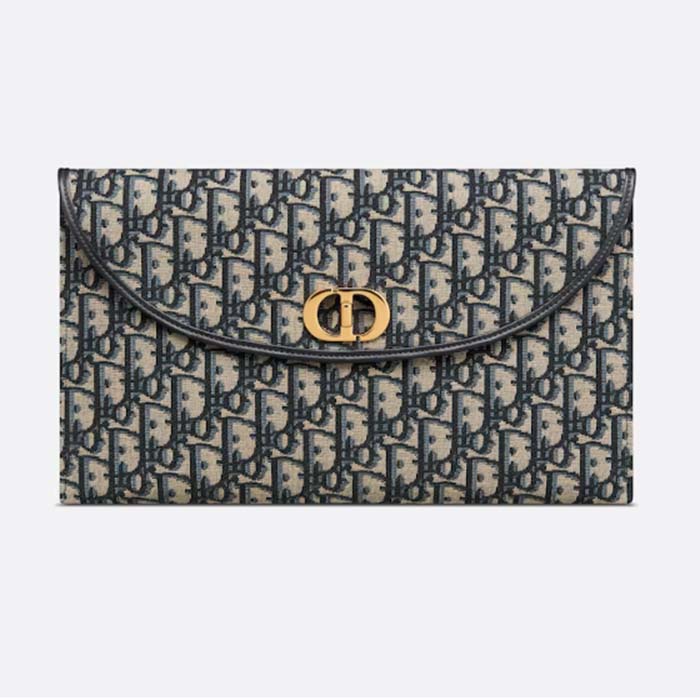 Dior Unisex CD 30 Montaigne Avenue Pouch Flap Blue Dior Oblique Jacquard