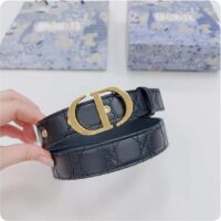 Dior Unisex CD 30 Montaigne Belt Black Cannage Calfskin 3 CM Width (8)