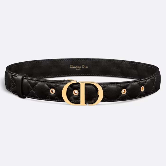 Dior Unisex CD 30 Montaigne Belt Black Cannage Calfskin 3 CM Width