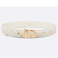 Dior Unisex CD 30 Montaigne Belt Latte Cannage Calfskin 3 CM Width (3)