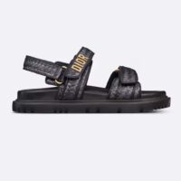 Dior Unisex CD Dioract Sandal Black Braided Raffia