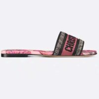 Dior Unisex CD Dway Slide Embroidered Cotton Indy Pink Multicolor Toile De Jouy Voyage (1)